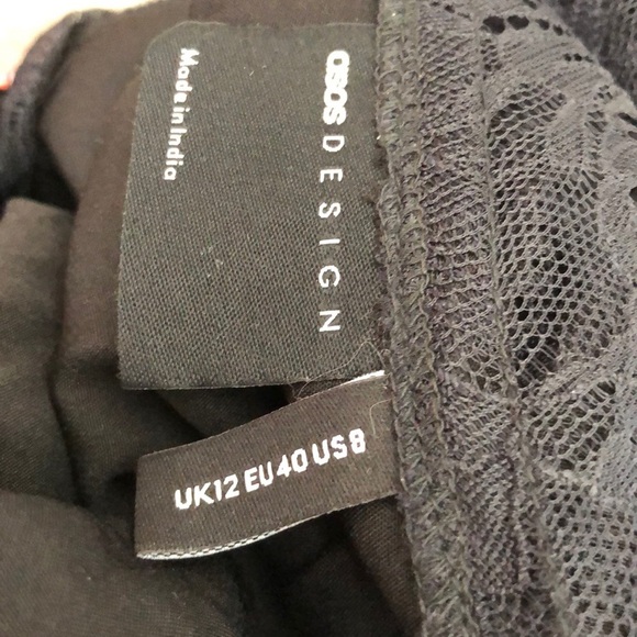 ASOS One Shoulder Dress Sheer Lace Asymmetrical Midi Evening Black NWOT 8 - Picture 5 of 7